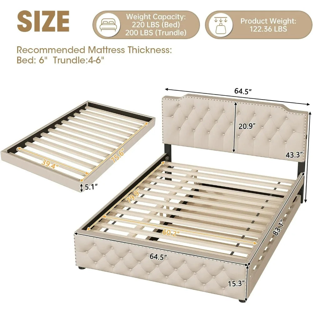 Queen Size Upholstered Platform Bed