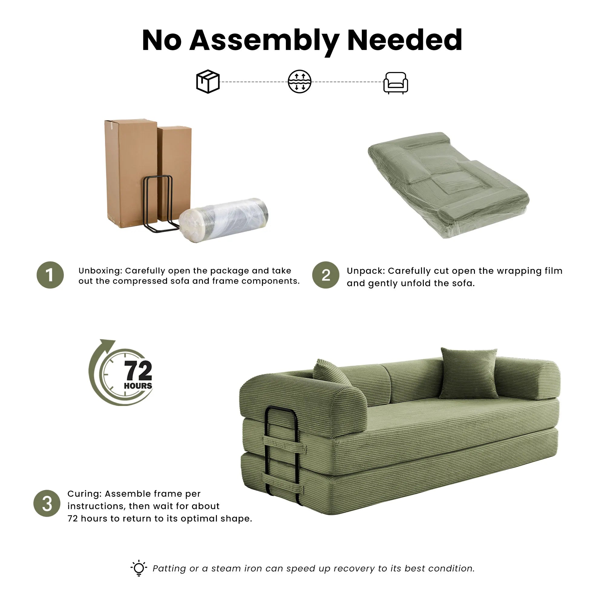 79’’ Folding Convertible Sofa Bed ,Corduroy