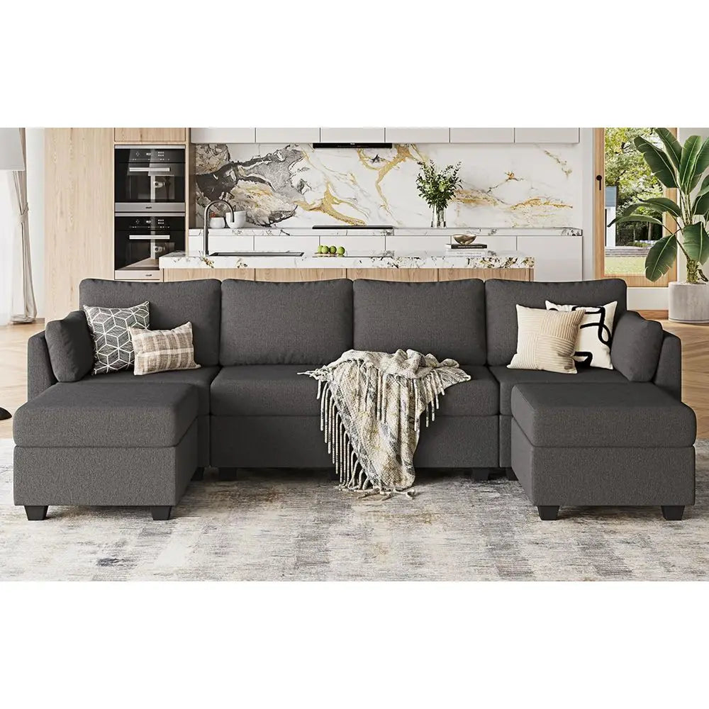 Convertible Sofa With Storage, Dark Grey