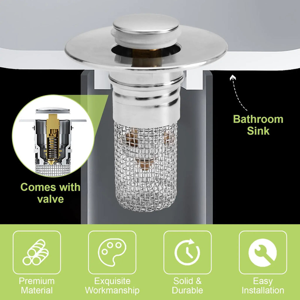 Bathroom Sink Stopper With Hair Catcher