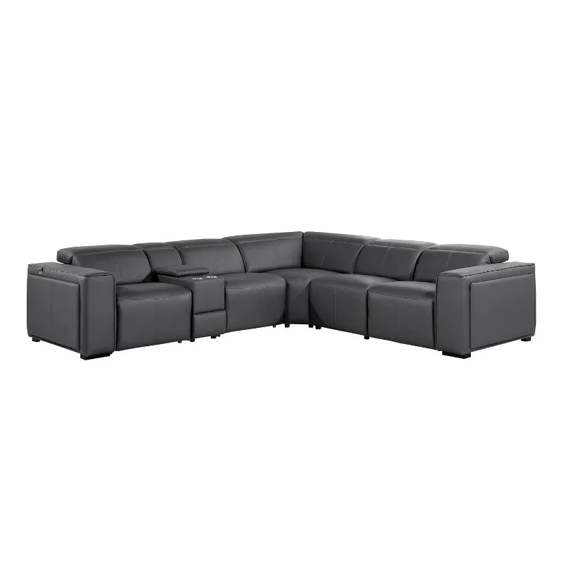 6 Piece Power Reclining Leather Sectional Sofa