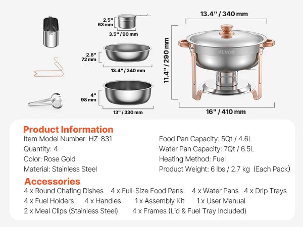4 Piece Stainless Steel Chafing Dish
