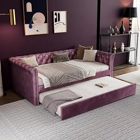 Modern Velvet Daybed with Trundle