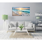 Canvas  Wall Art, Beach Sunset Ocean Waves