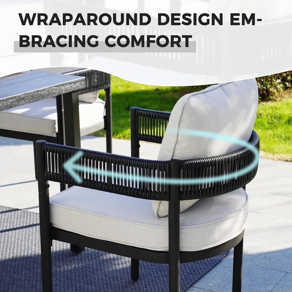 7 Pc Outdoor Wicker Dining Set for 6