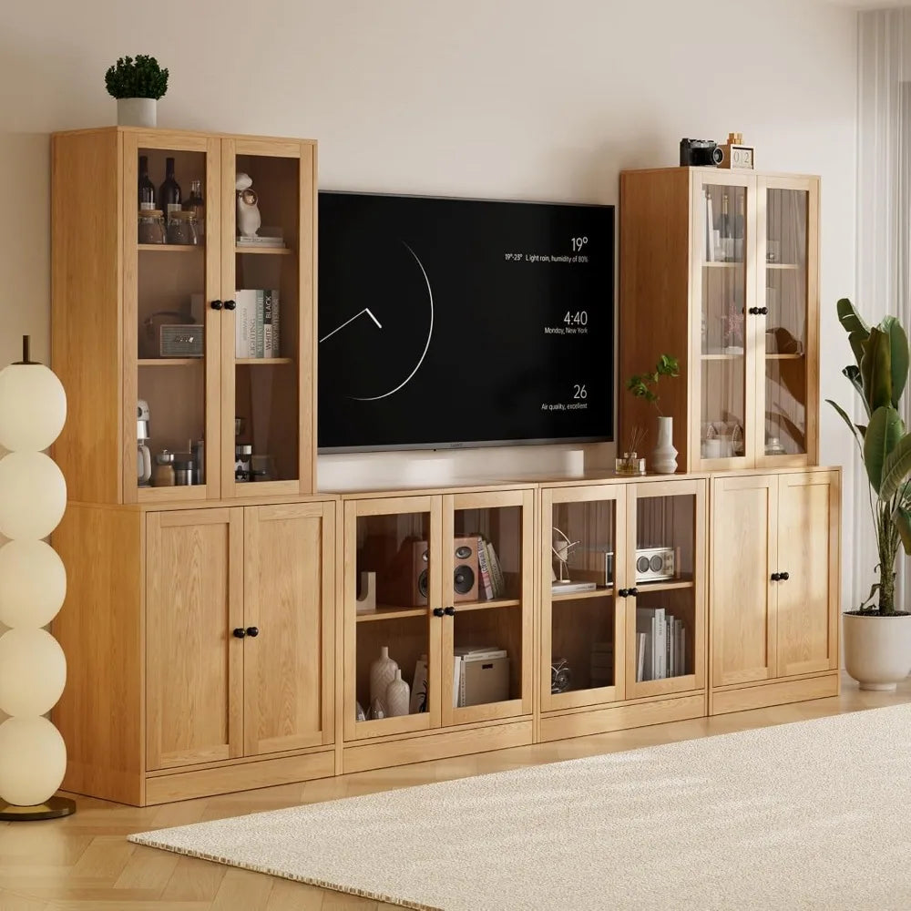 4-Piece Large TV Stand with Bookshelves