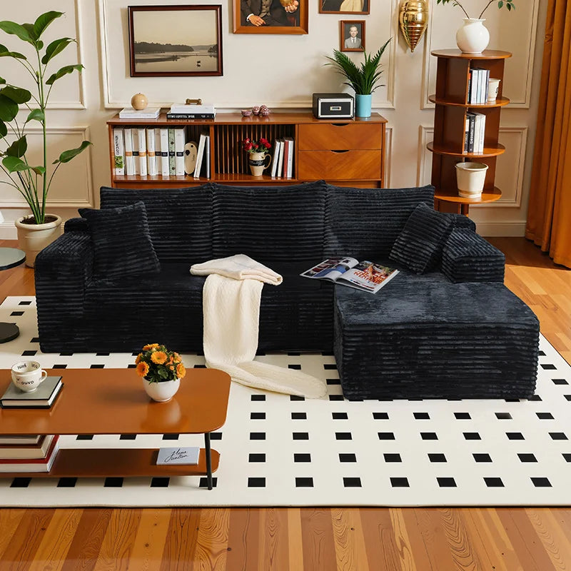 105Inch L-Shaped Sofa  Bed Convertible Corduroy