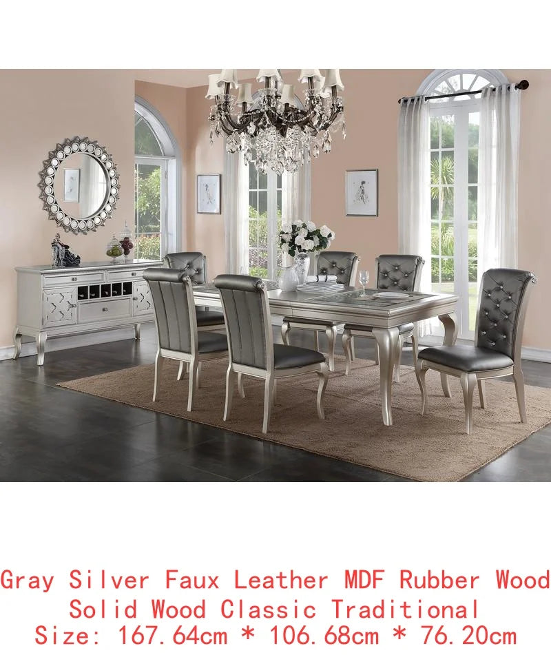 7pc Rect. Glass Dining Table Set