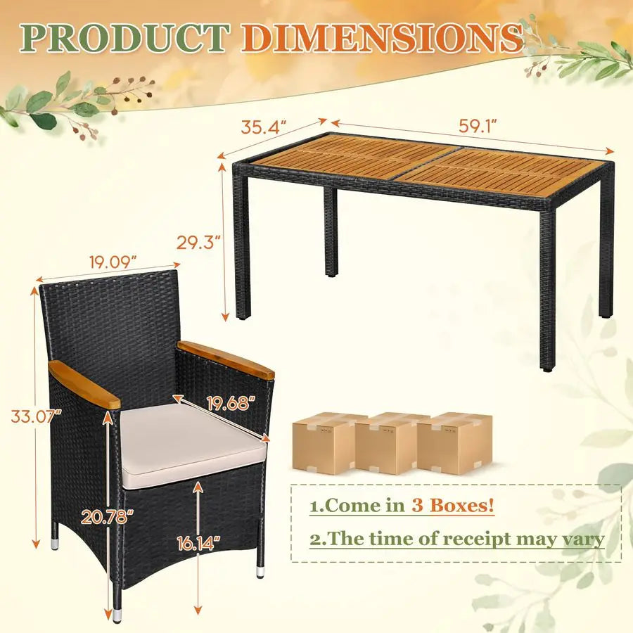 7 Pieces Outdoor Patio Dining Set