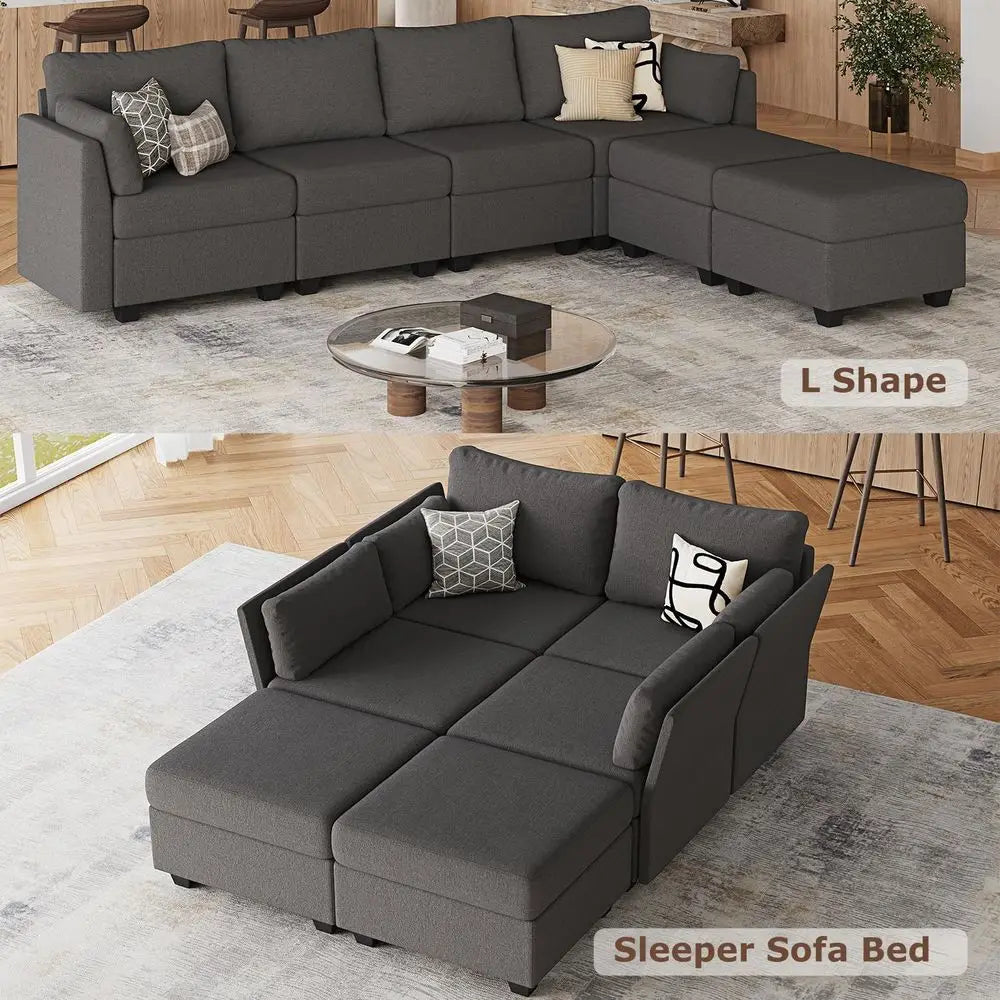 Convertible Sofa With Storage, Dark Grey