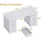 48 Inch White Computer Desk With 8 Drawers