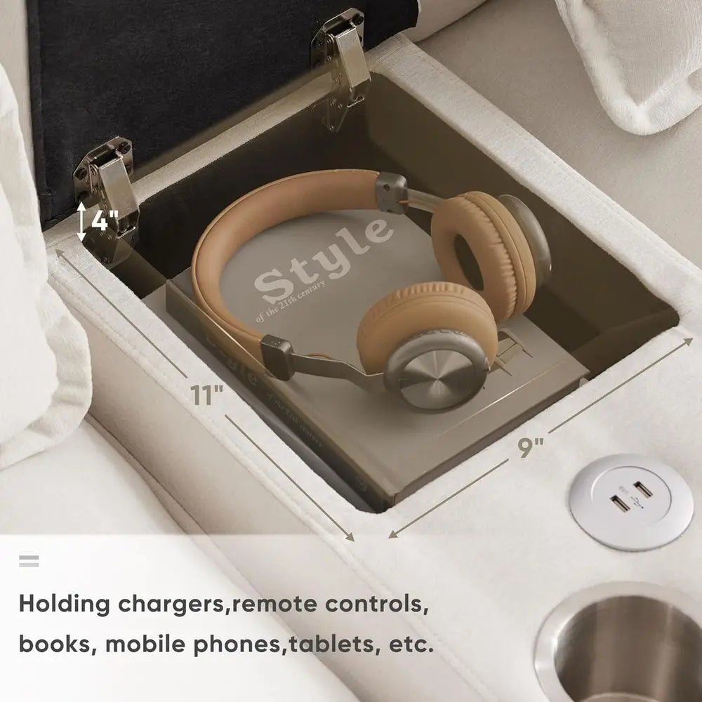 6-Seat U-Shaped Sofa With Cup Holders