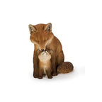 Brown Fox Mother And Baby Statue